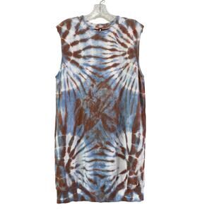 Young Fabulous Broke Bowie Muscle Tee Dress Womens Size M Tie Dye Pockets Grunge